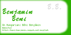 benjamin beni business card